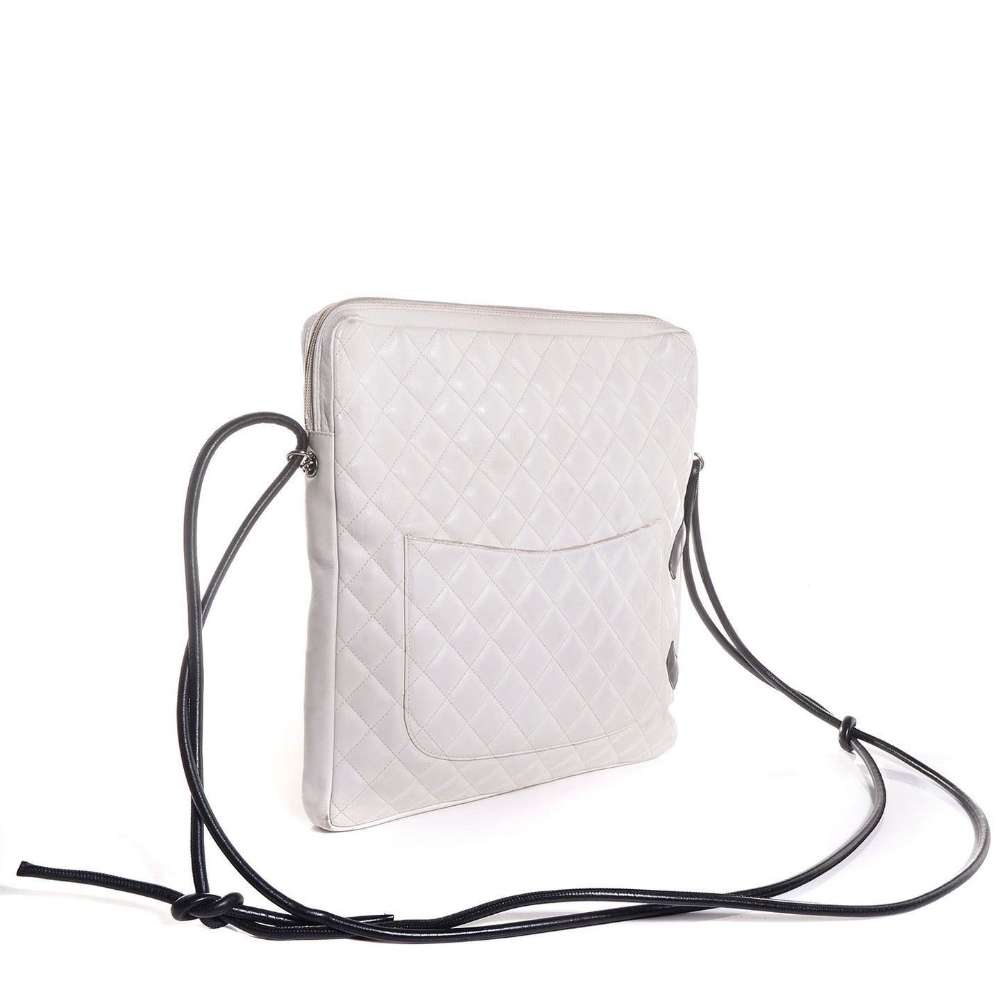 Calfskin Quilted Large Cambon Messenger White Black