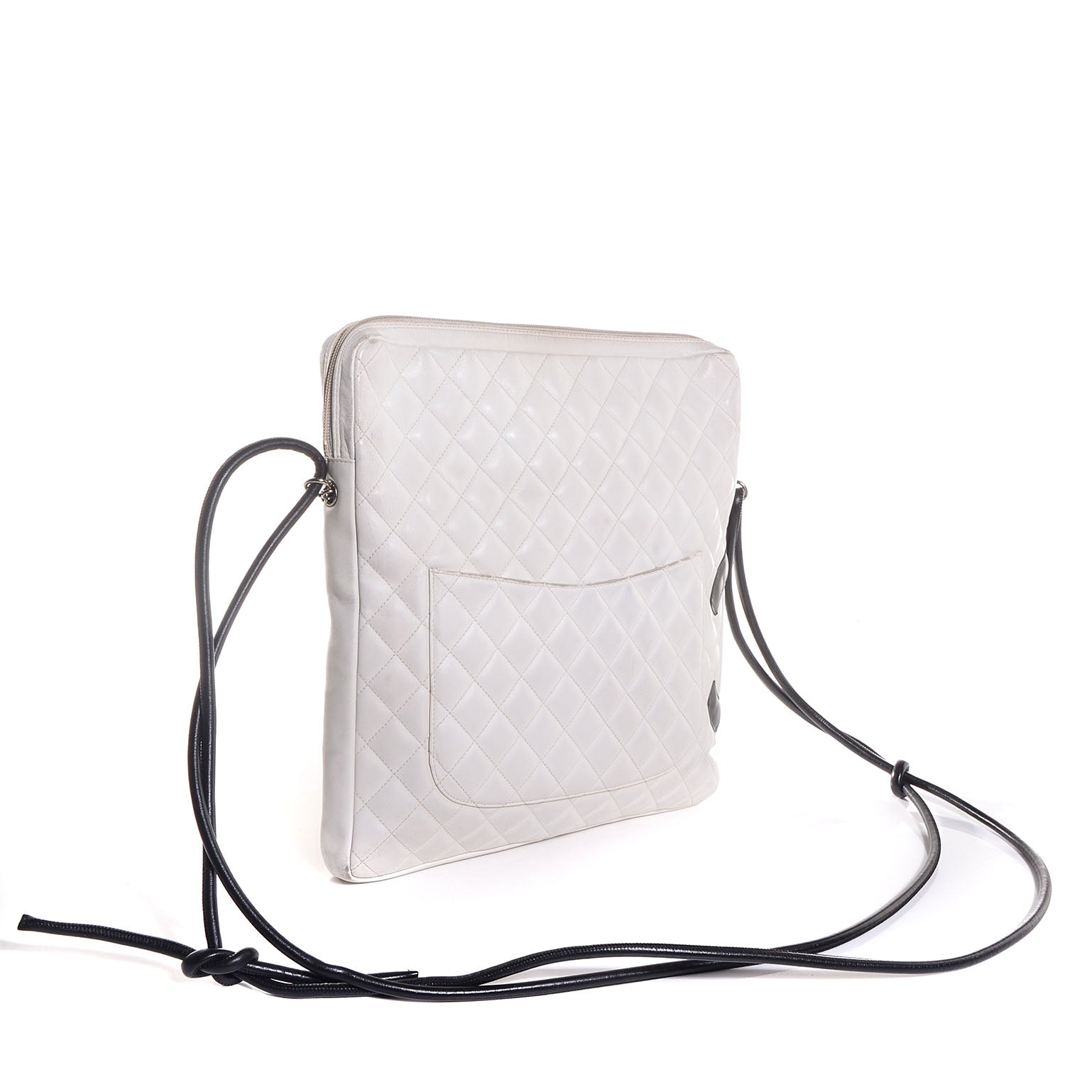 Chanel Calfskin Quilted Large Cambon Messenger White Black 3 of 10
