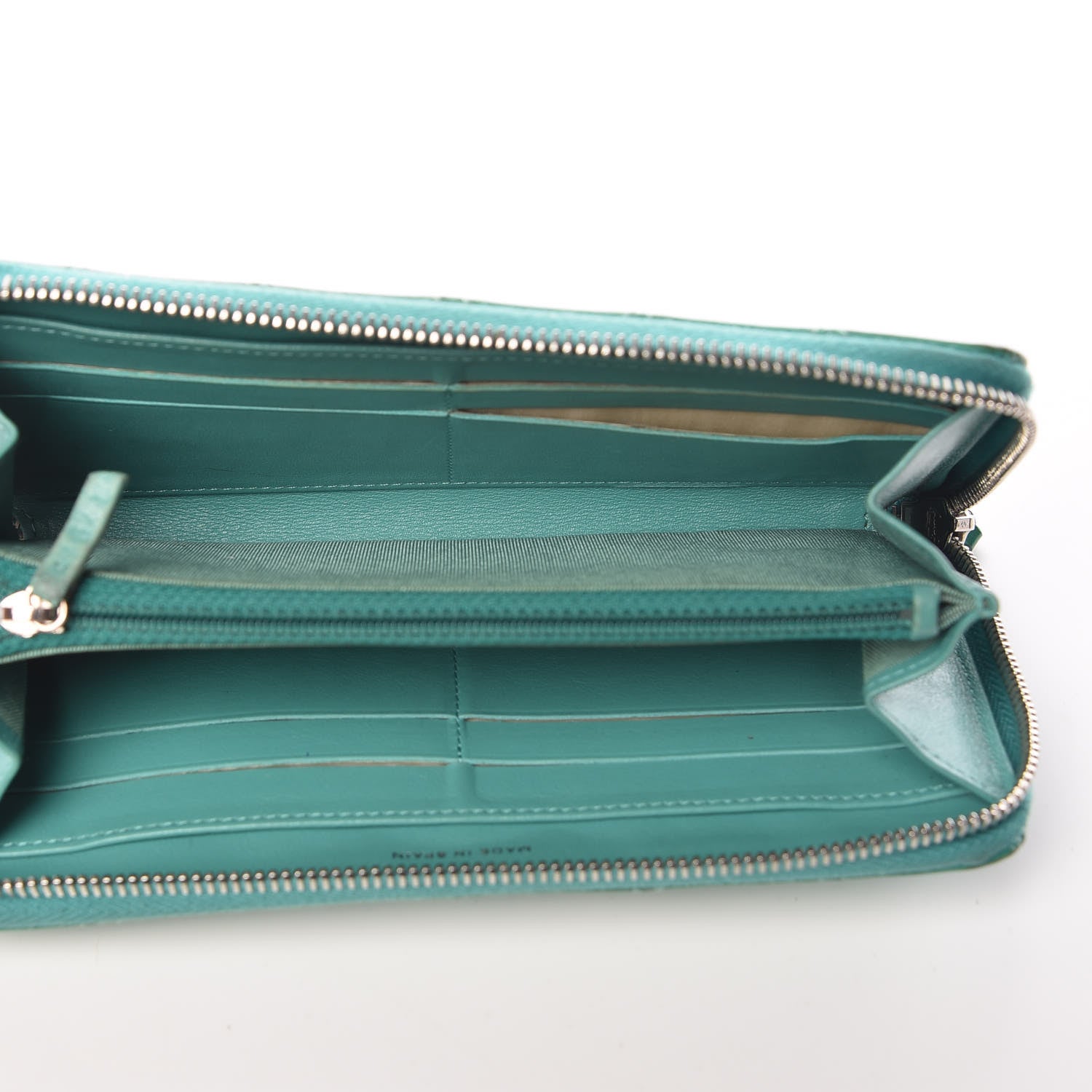 Chanel Patent Calfskin Quilted Large Gusset Zip Around Wallet Green 5 of 19