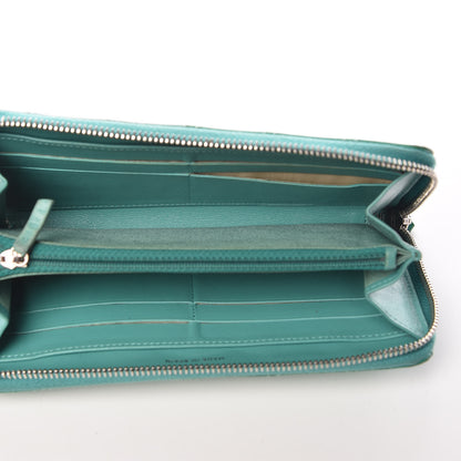 Chanel Patent Calfskin Quilted Large Gusset Zip Around Wallet Green 5 of 19