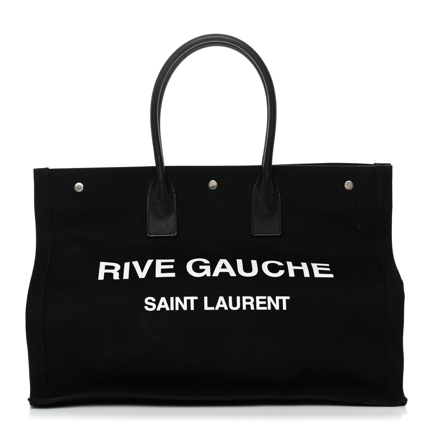 Linen Calfskin Rive Gauche Tote Black