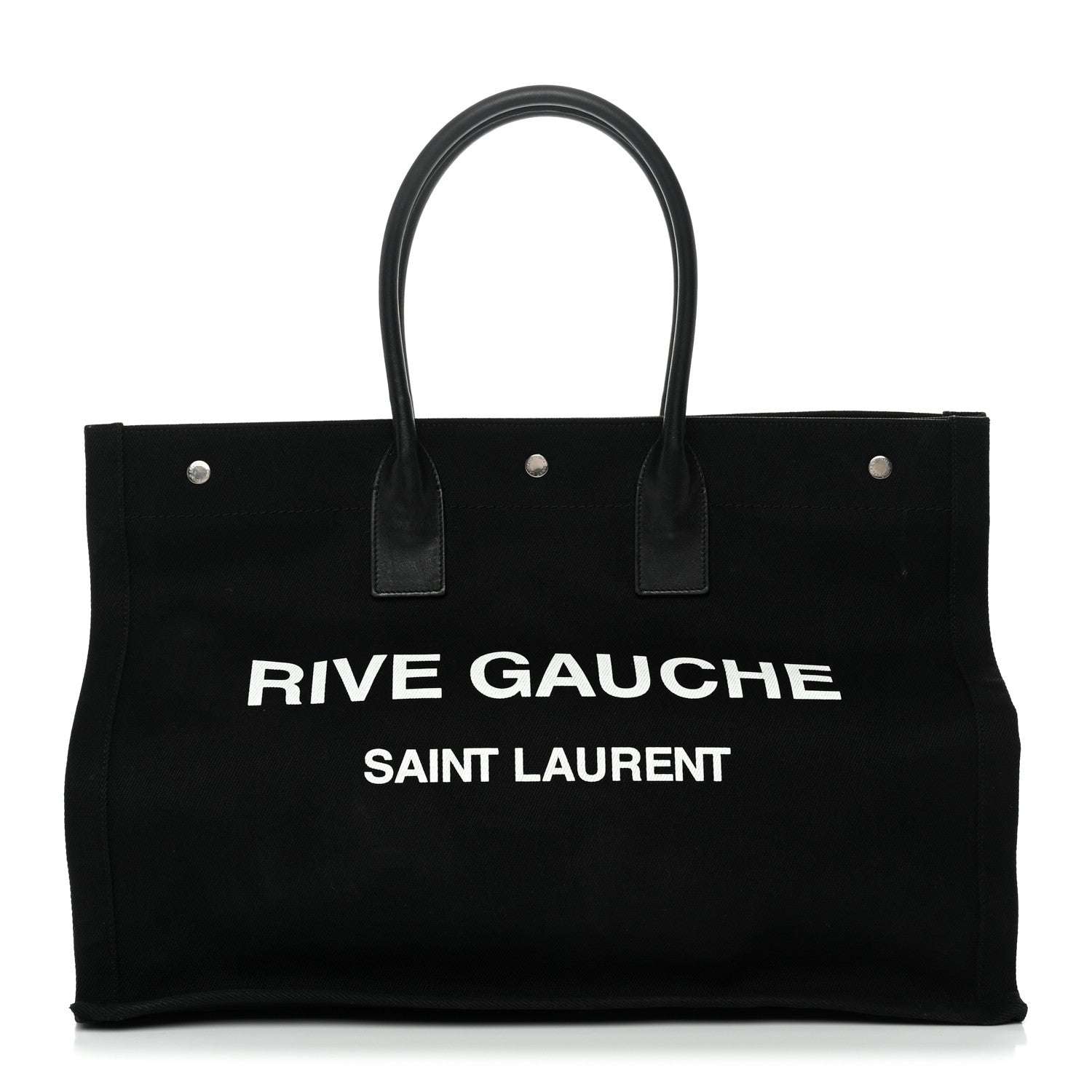 Saint Laurent Linen Calfskin Rive Gauche Tote Black 2 of 25
