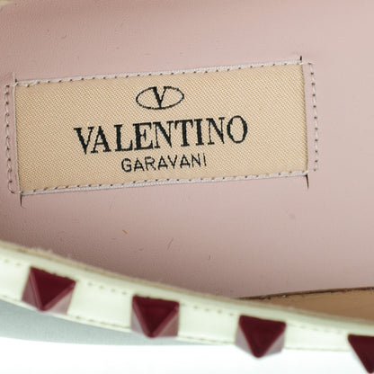 Valentino Garavani Nappa Lacquered Rockstud Ballerina Flats 37 Black Ivory 9 of 9