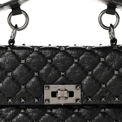 Valentino Garavani Craquele Nappa Small Rockstud Spike Shoulder Bag Black 7 of 9