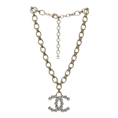 Chanel Crystal Chain Link CC Necklace Gold 2 of 4