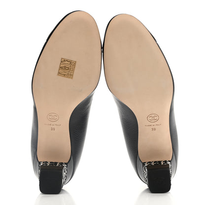 Chanel Patent Calfskin CC Cap Toe Chain Pumps 39 Black 5 of 9