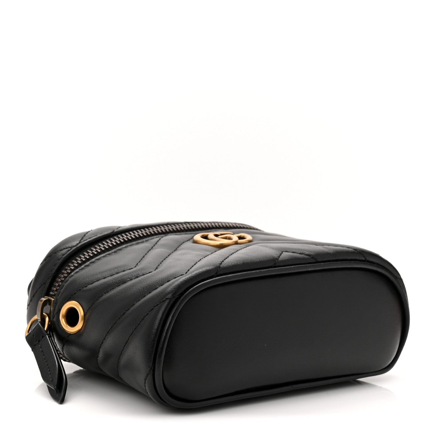 Gucci Calfskin Matelasse Chevron Mini GG Marmont Top Handle Bag Black 4 of 10