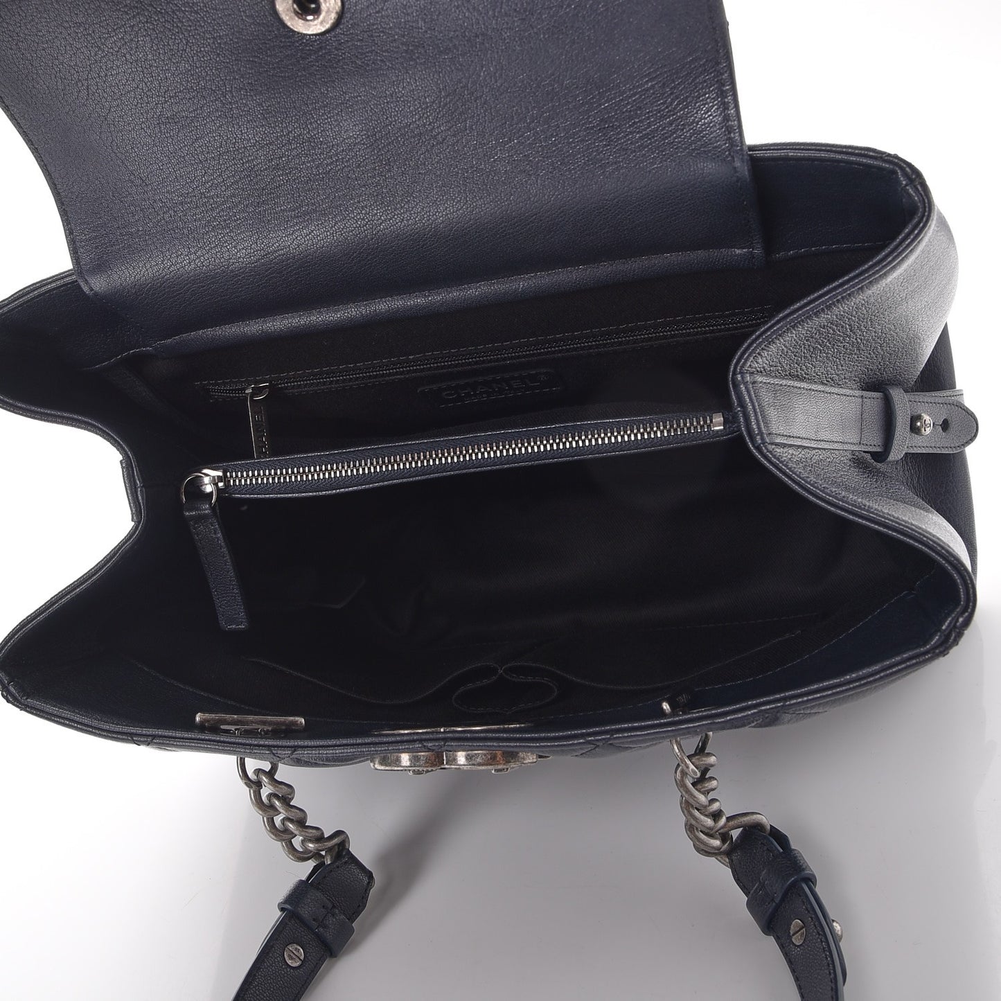 Goatskin Quilted Large City Rock Shopping Bag Navy