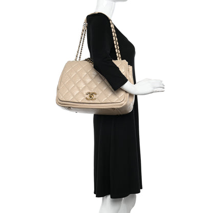 Chanel Aged Calfskin Quilted Large Pondichery Flap Beige 3 of 14