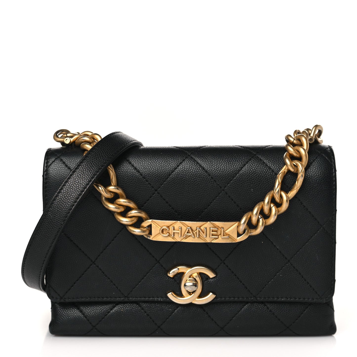 Caviar Quilted Mini Bracelet On Chain Flap Black