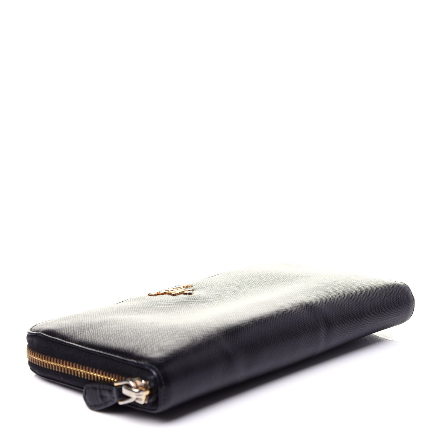 Prada Saffiano Metal Zip Around Wallet Black 4 of 10