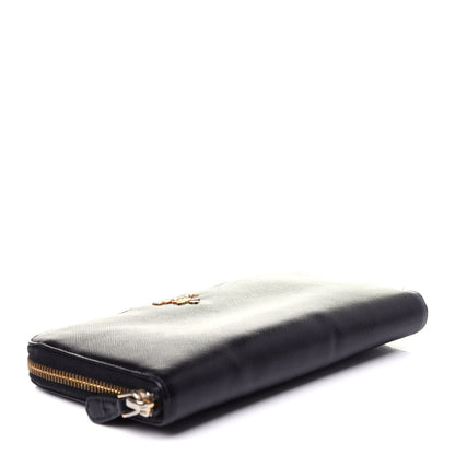 Prada Saffiano Metal Zip Around Wallet Black 4 of 10