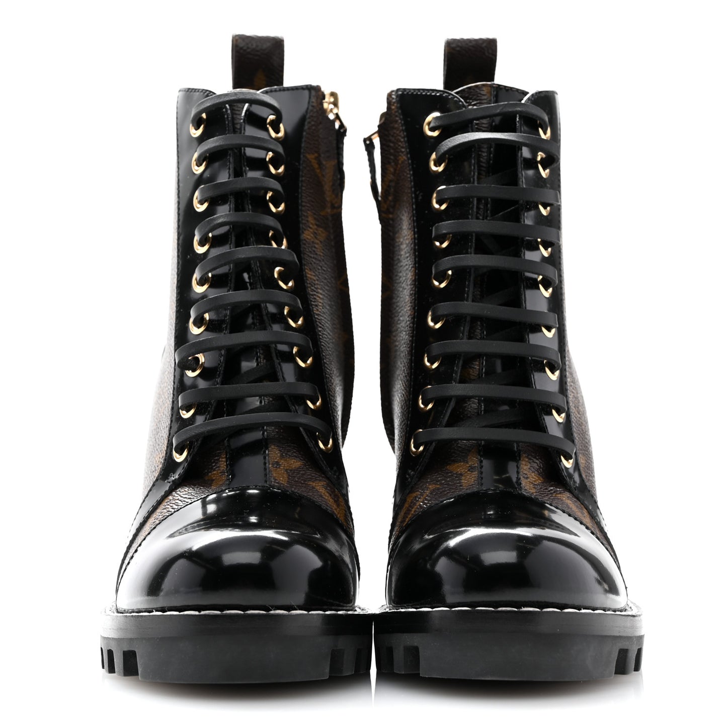 Patent Calfskin Monogram Star Trail Ankle Boots 37 Black