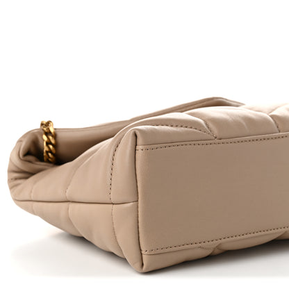 Saint Laurent Lambskin Quilted Toy Loulou Puffer Monogram Chain Satchel Dark Beige 9 of 10