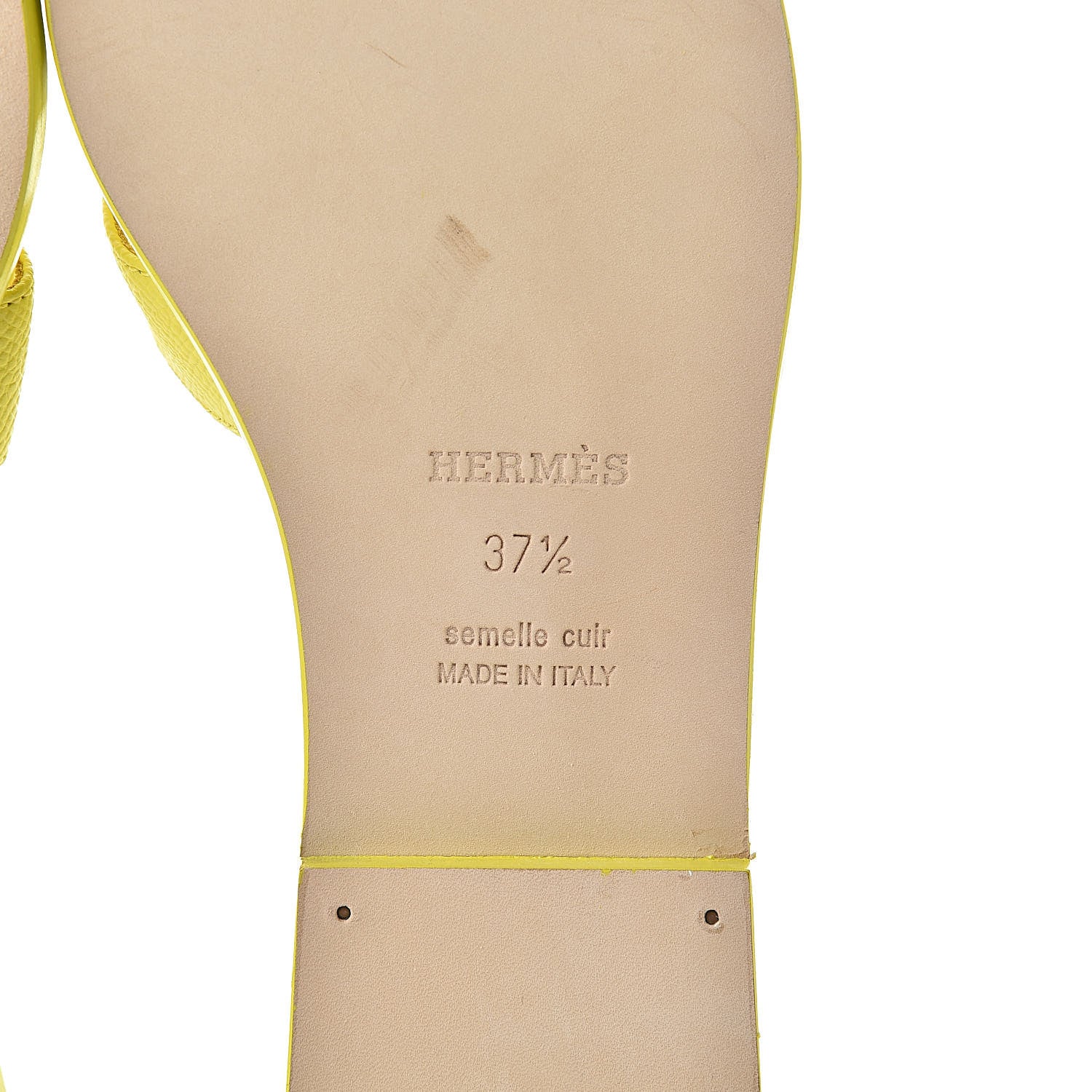 Hermes Epsom Oran Sandals 37.5 Jaune Pollen 6 of 8