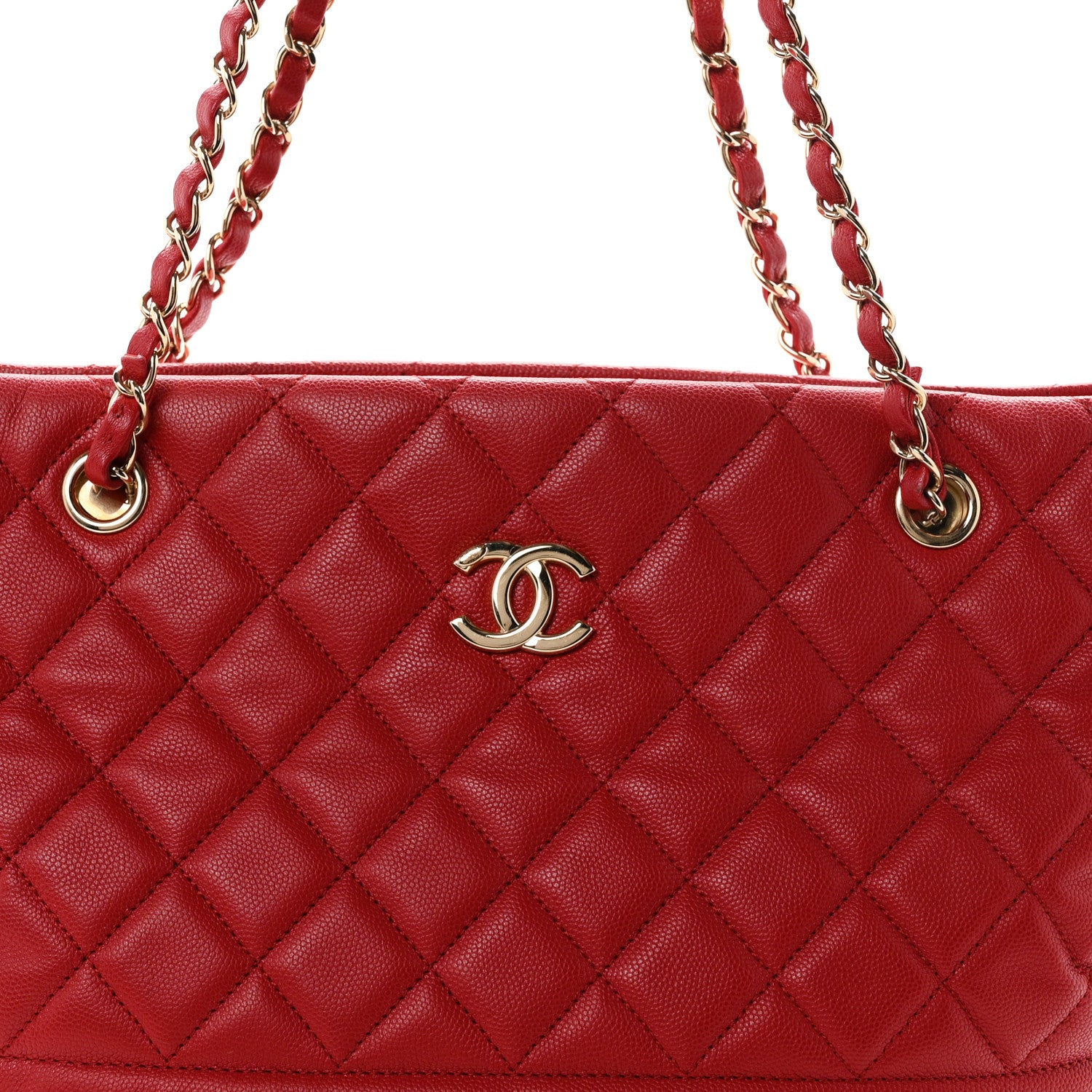 Chanel Caviar Quilted Rolled Up Tote Red 8 of 10