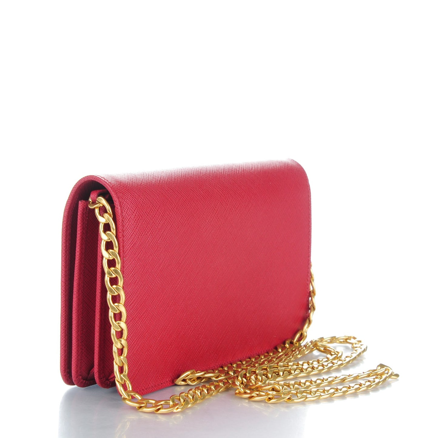 Saffiano Lux Chain Wallet Fuoco