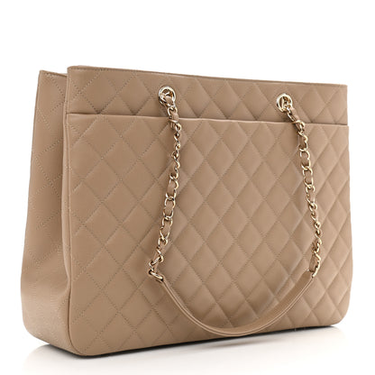 Chanel Calfskin Quilted Large Classic Shopping Tote Beige 2 of 10