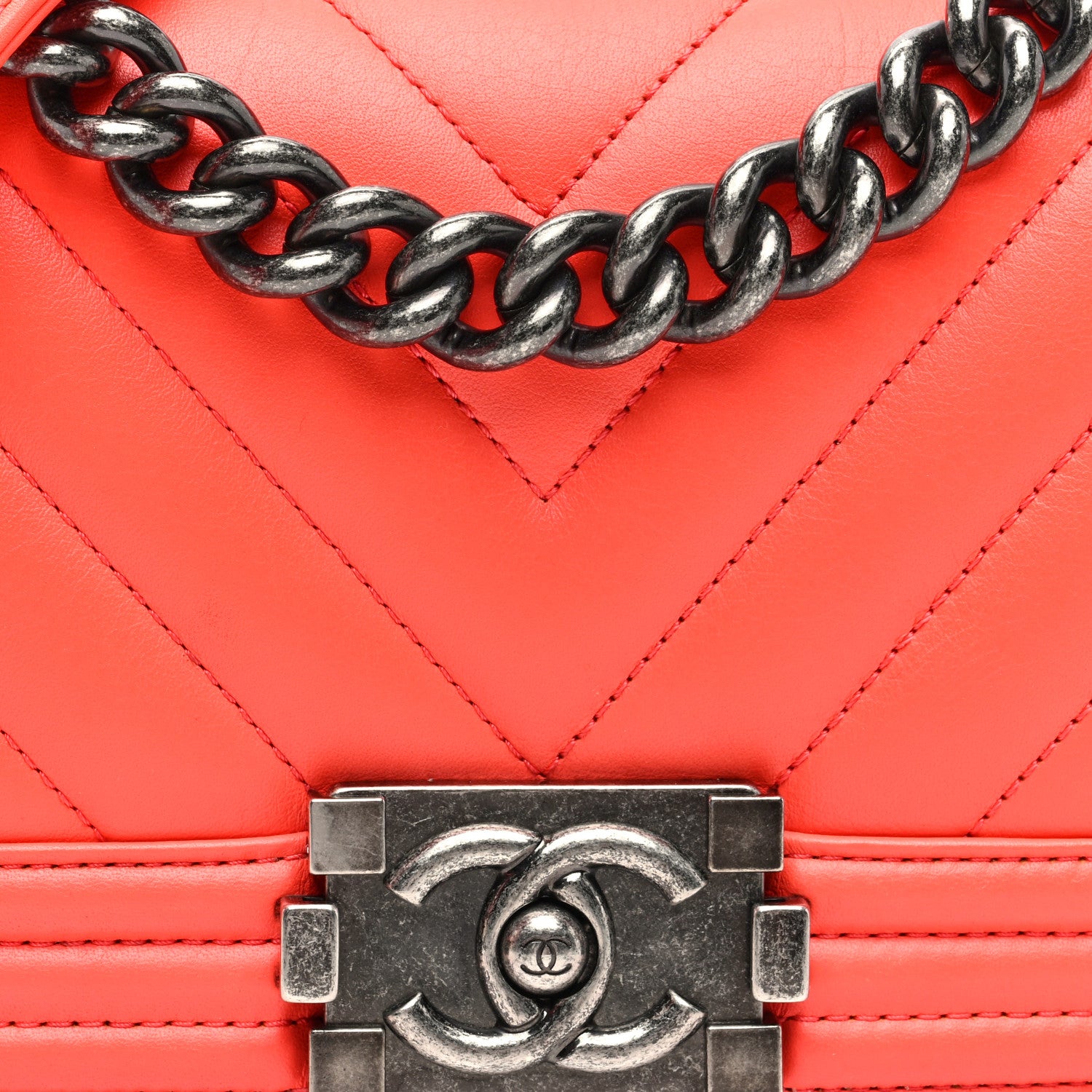 Chanel Calfskin Chevron Quilted Small Boy Flap Coral 8 of 10