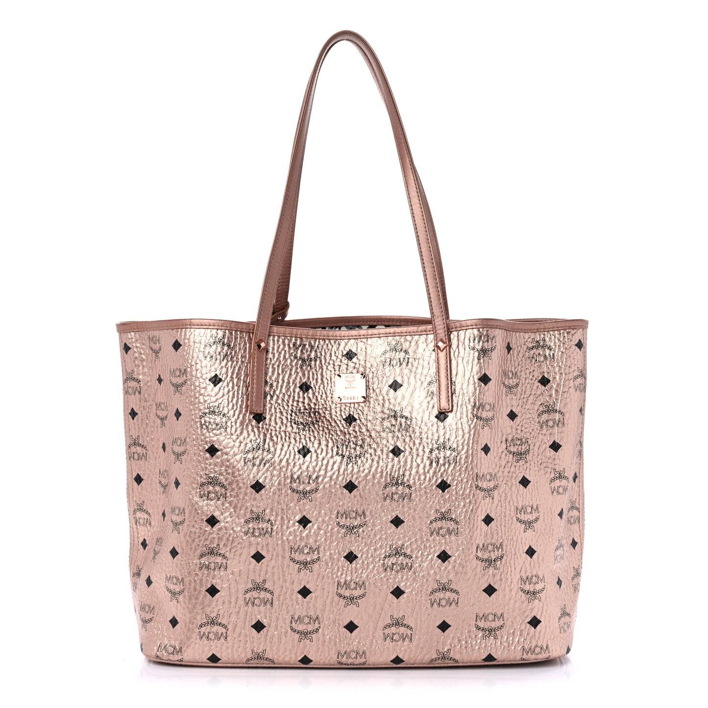Metallic Visetos Medium Liz Reversible Shopper Tote Champagne Gold