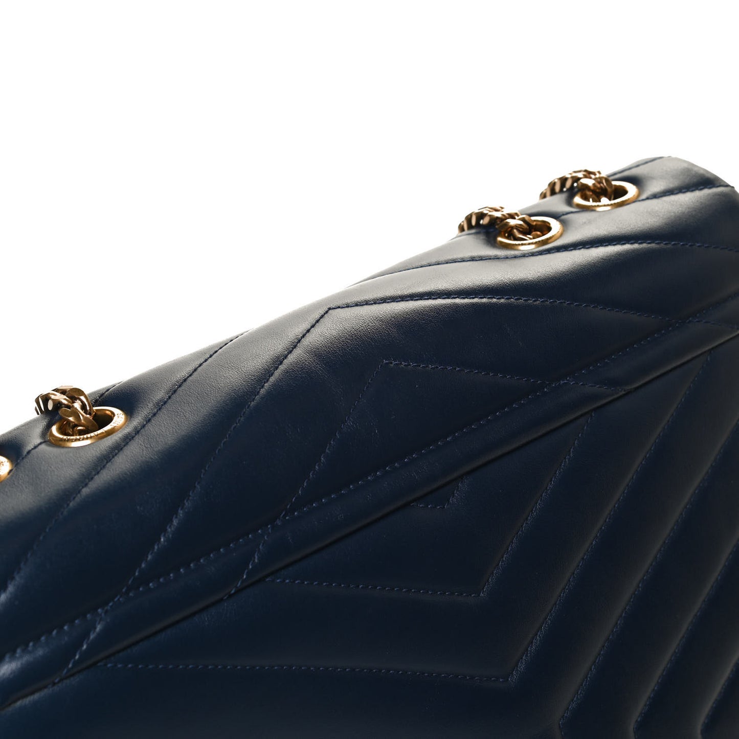 Calfskin Y Quilted Monogram Medium Loulou Chain Satchel Deep Marine
