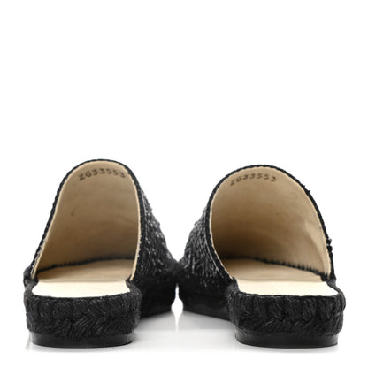 Chanel Tweed CC Slip On Espadrilles 37 Black Silver 6 of 15