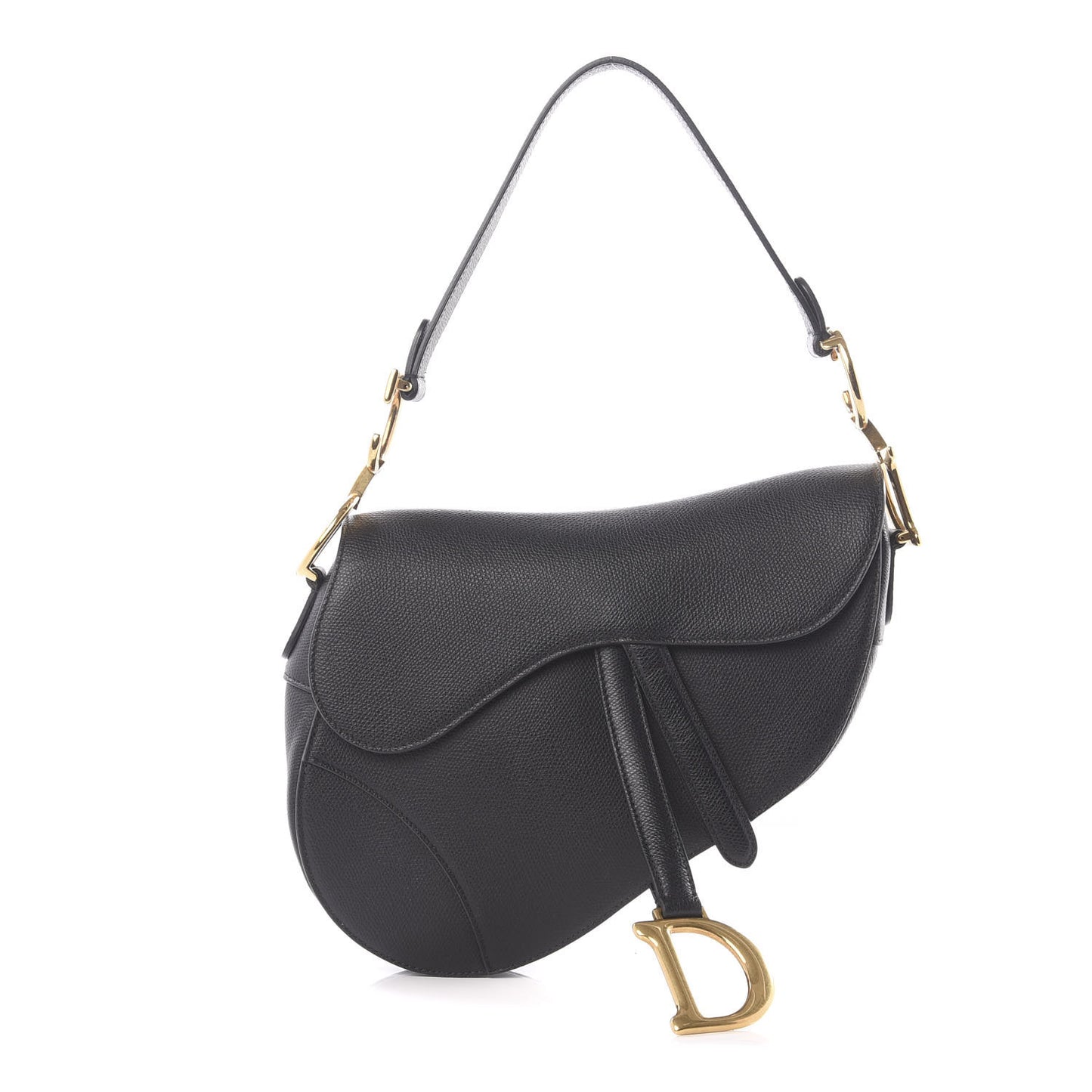 Grained Calfskin Saddle Bag Black
