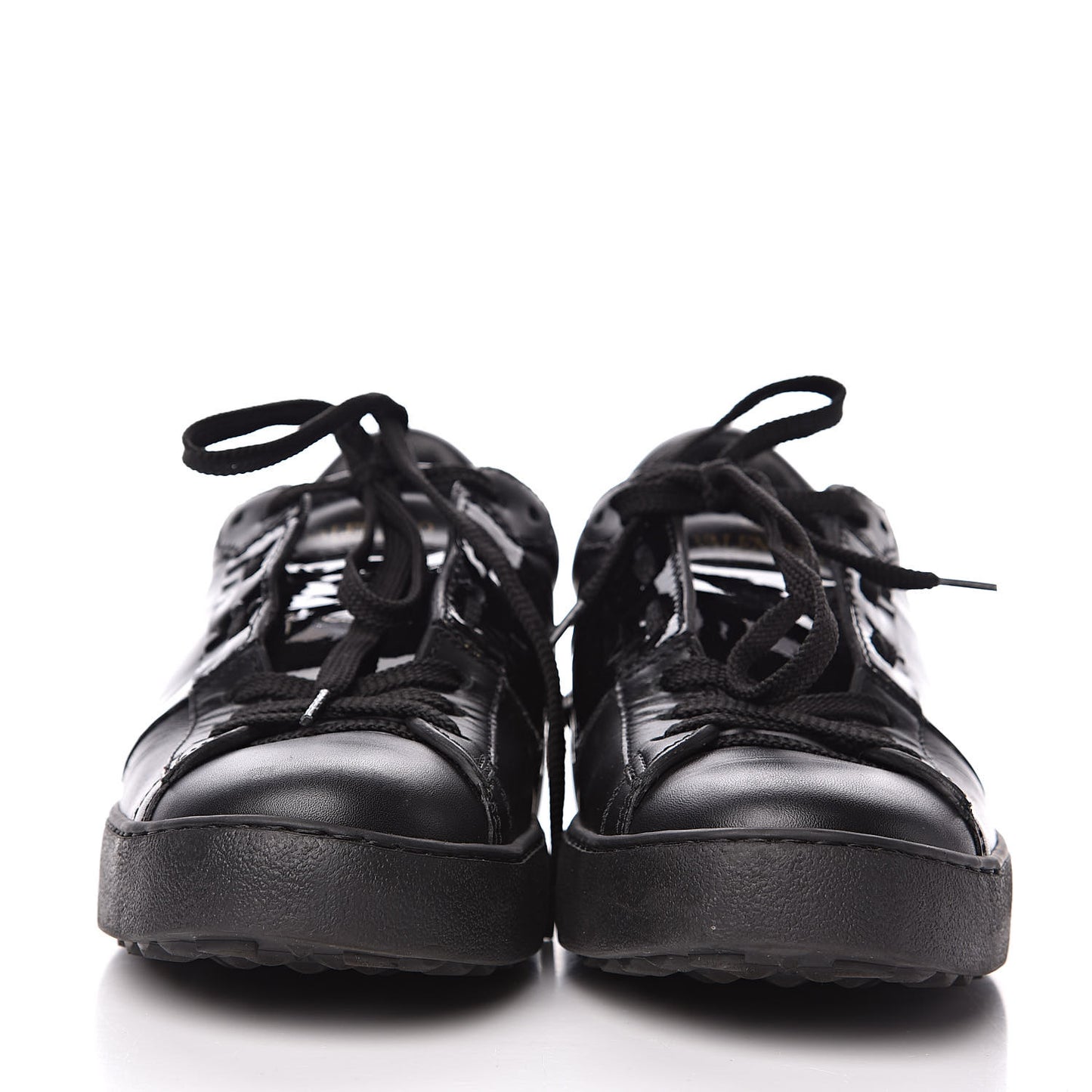 Calfskin Patent Rockstud Open Sneakers 38 Black