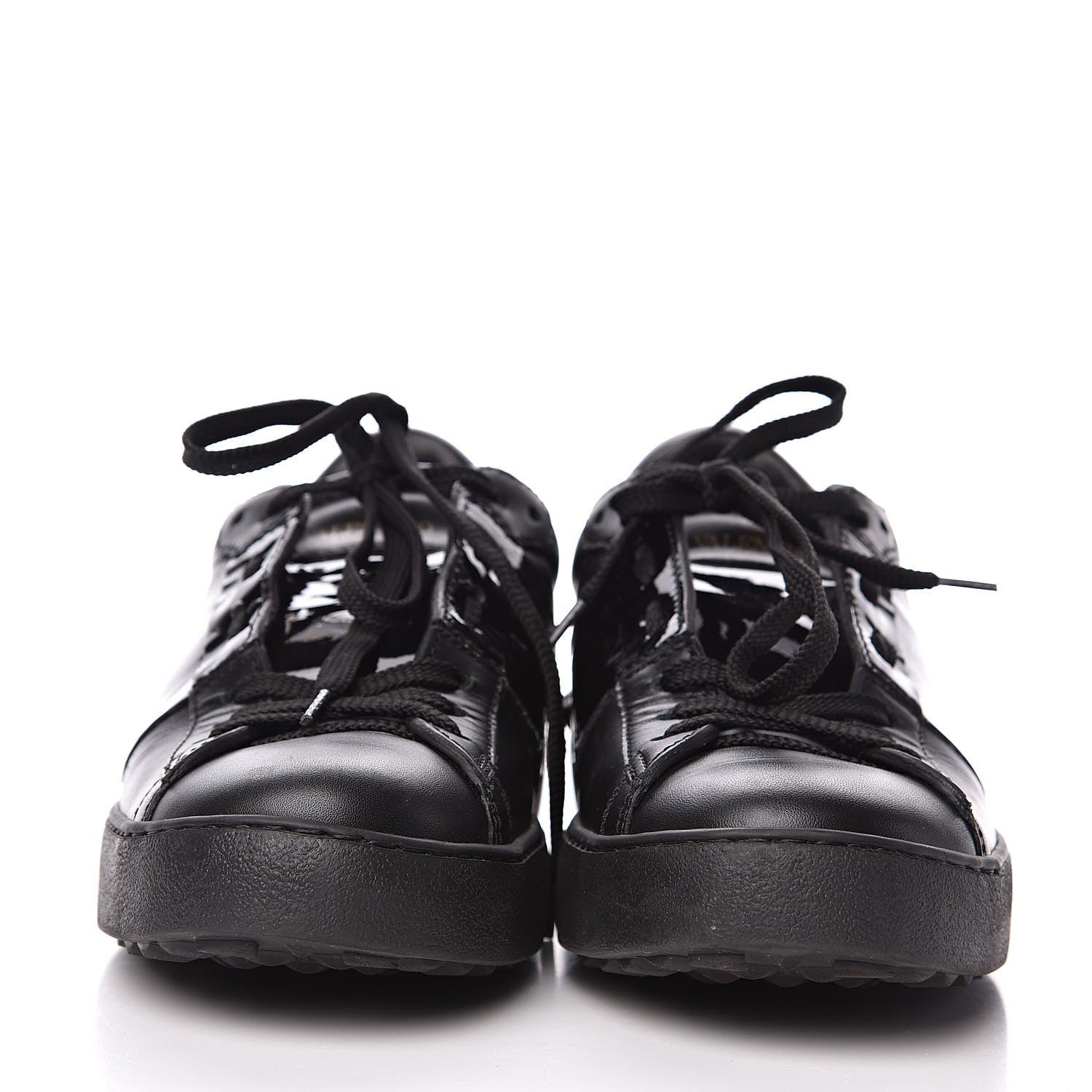 Valentino Garavani Calfskin Patent Rockstud Open Sneakers 38 Black 2 of 11