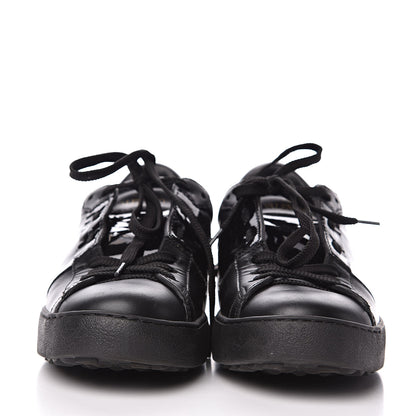 Valentino Garavani Calfskin Patent Rockstud Open Sneakers 38 Black 2 of 11
