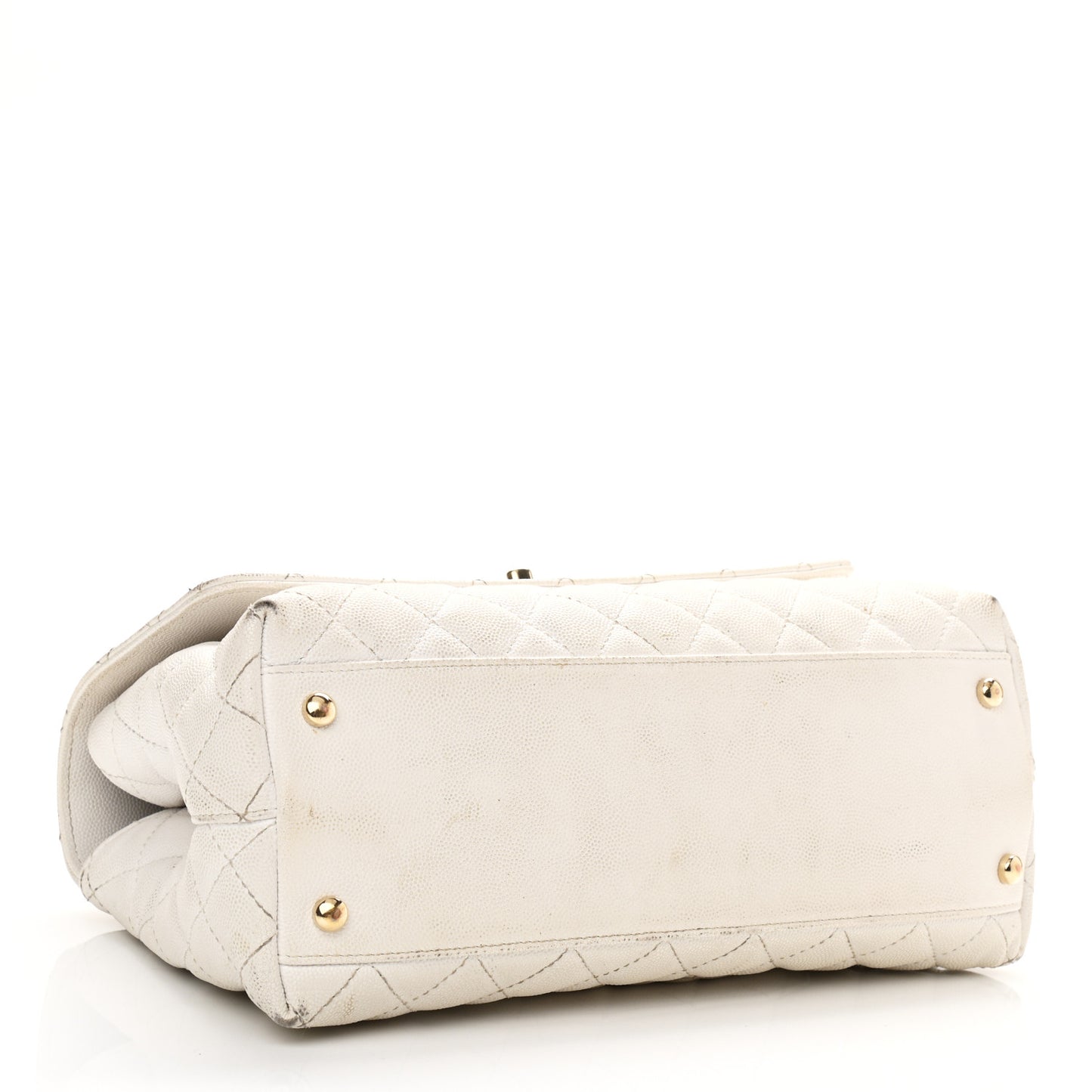 Caviar Quilted Small Coco Handle Flap White