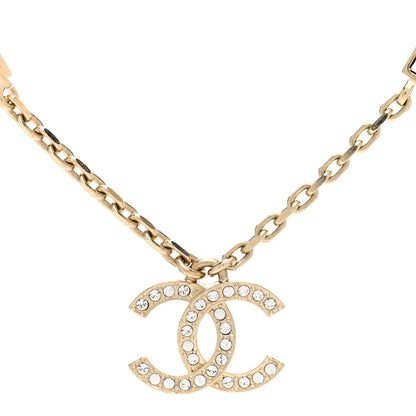 Chanel Crystal CC Logo Bar Necklace Gold 3 of 5