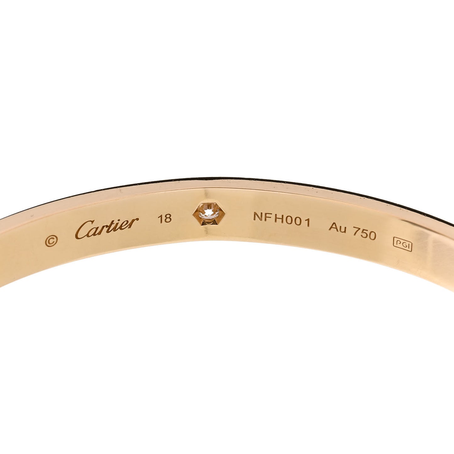 18K Yellow Gold 1 Diamond LOVE Cuff Bracelet 18