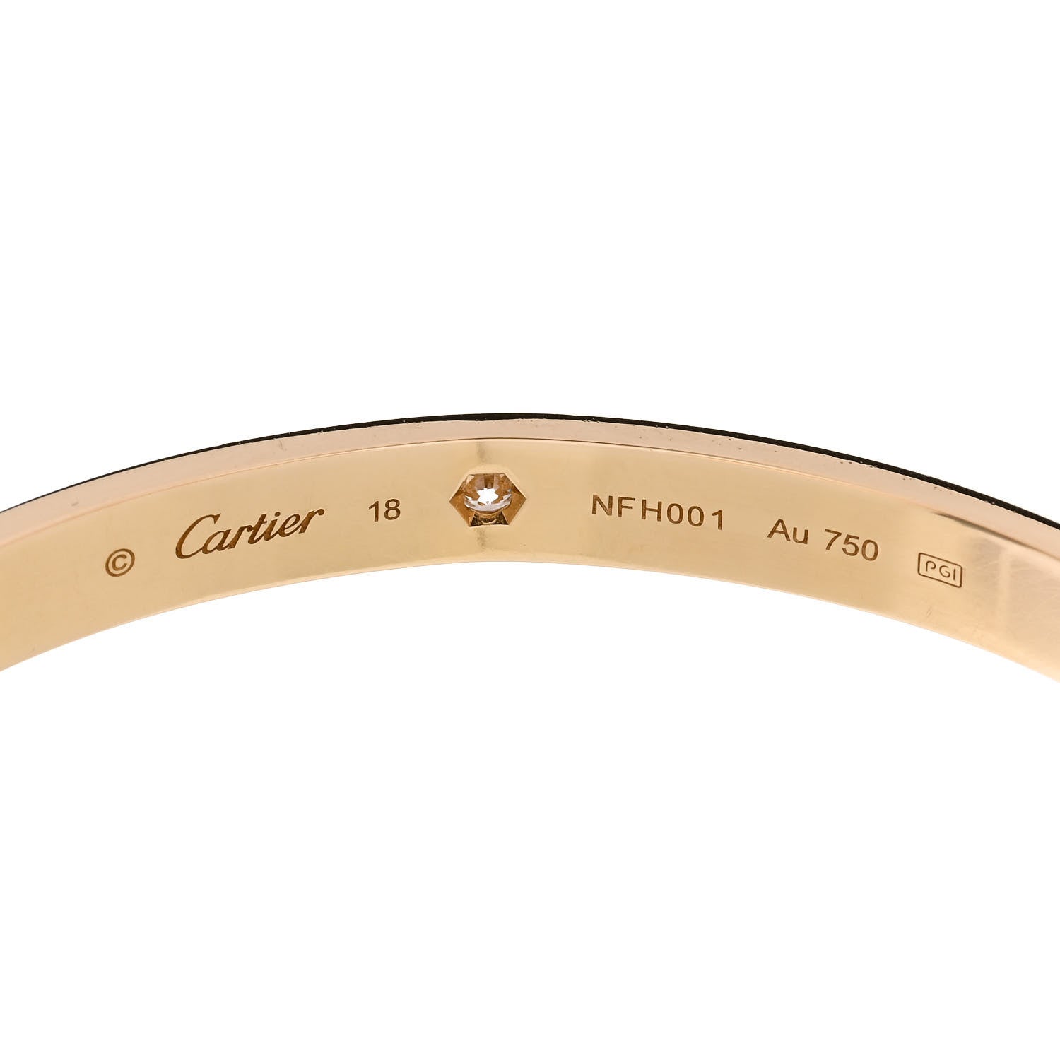Cartier 18K Yellow Gold 1 Diamond LOVE Cuff Bracelet 18 3 of 4