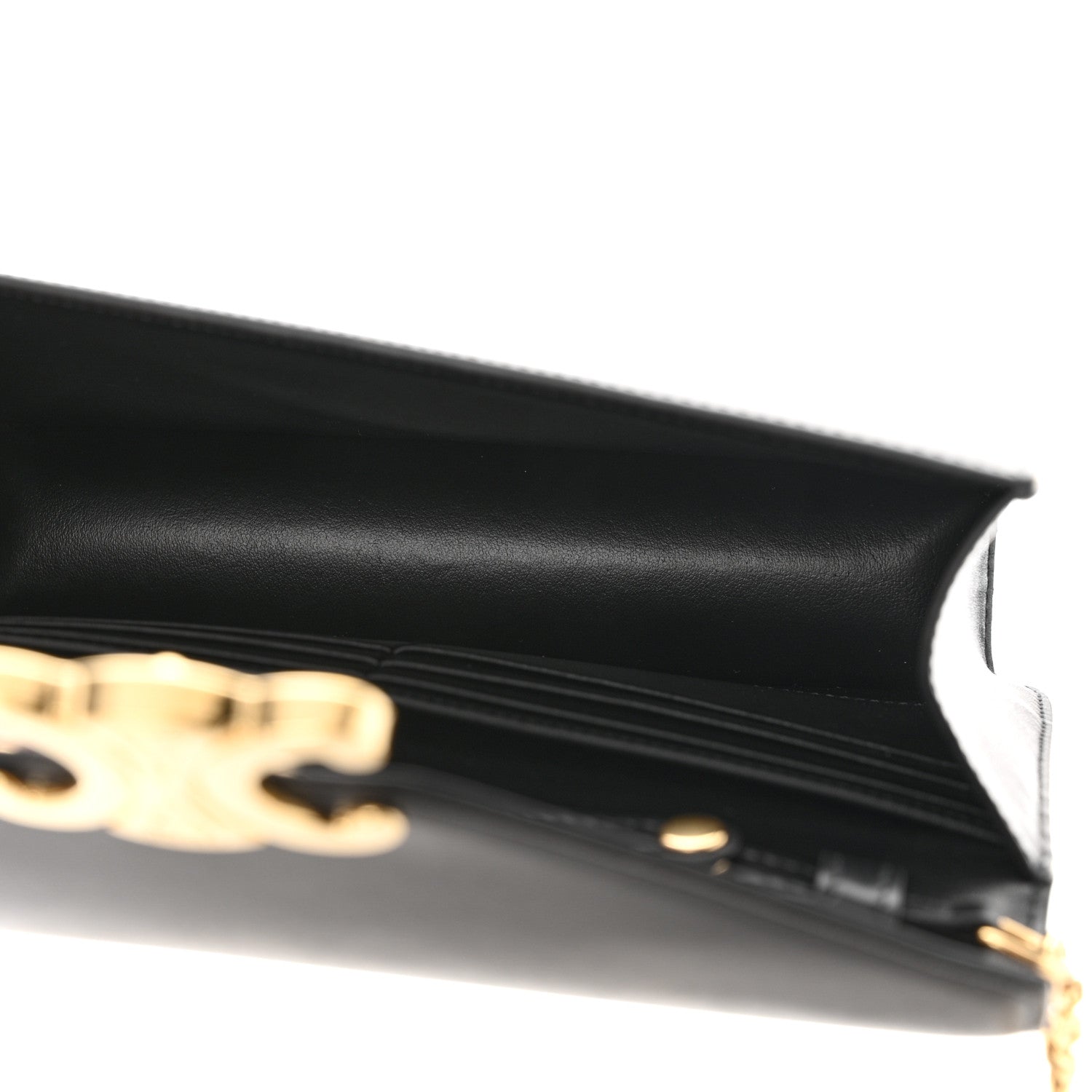 Celine Shiny Calfskin Triomphe Margo Wallet on Chain Black 5 of 11