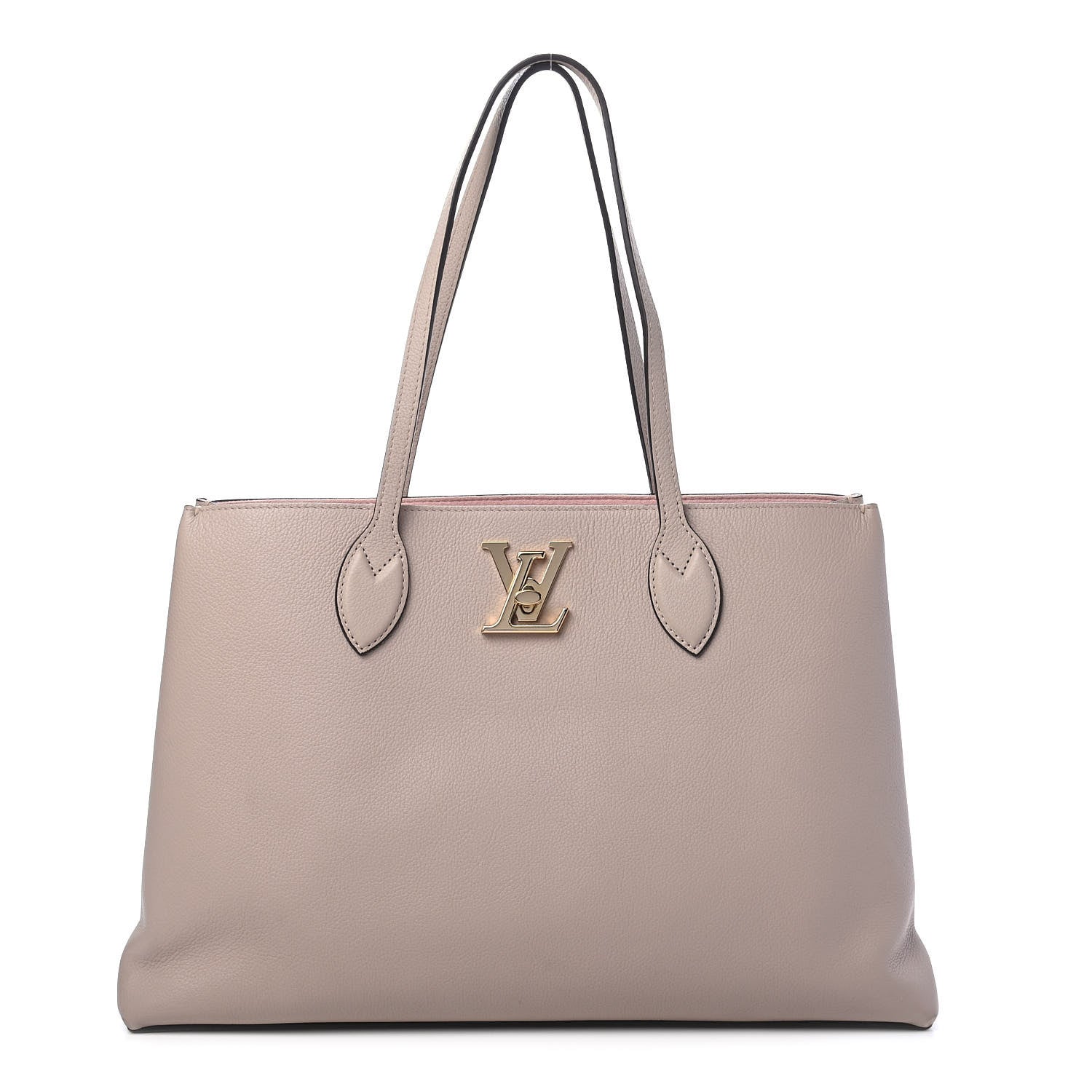 Louis Vuitton Grained Calfskin Lockme Shopper Greige 1 of 8
