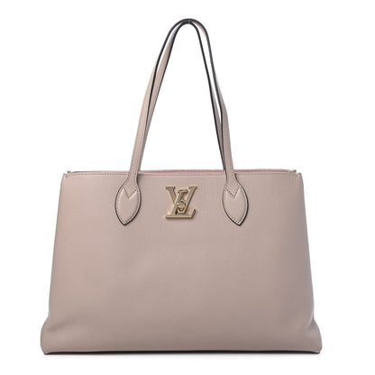 Louis Vuitton Grained Calfskin Lockme Shopper Greige 1 of 8