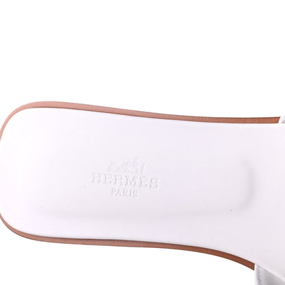 Hermes Box Calfskin Oran Sandals 38 White 7 of 9