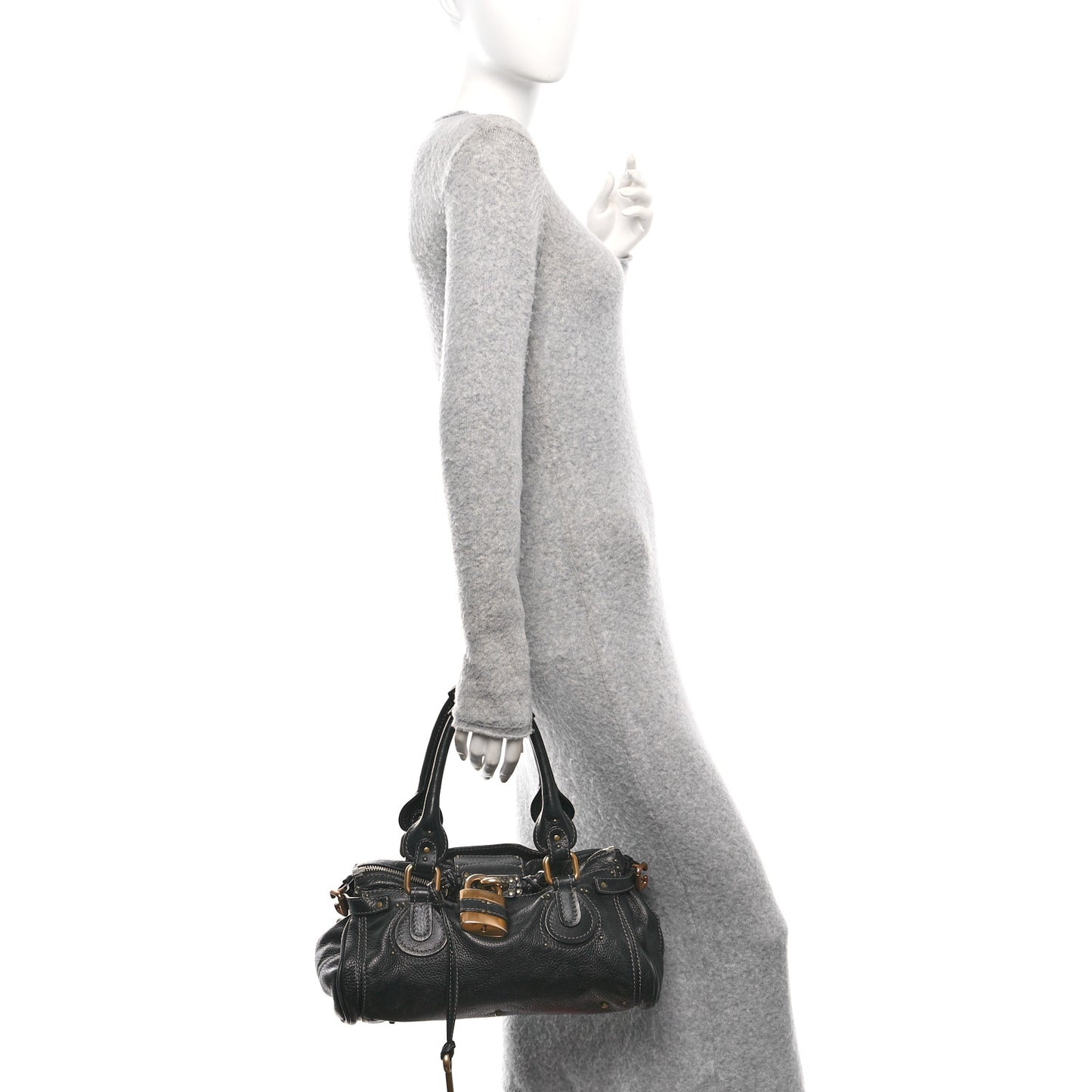 Calfskin Medium Paddington Satchel Black