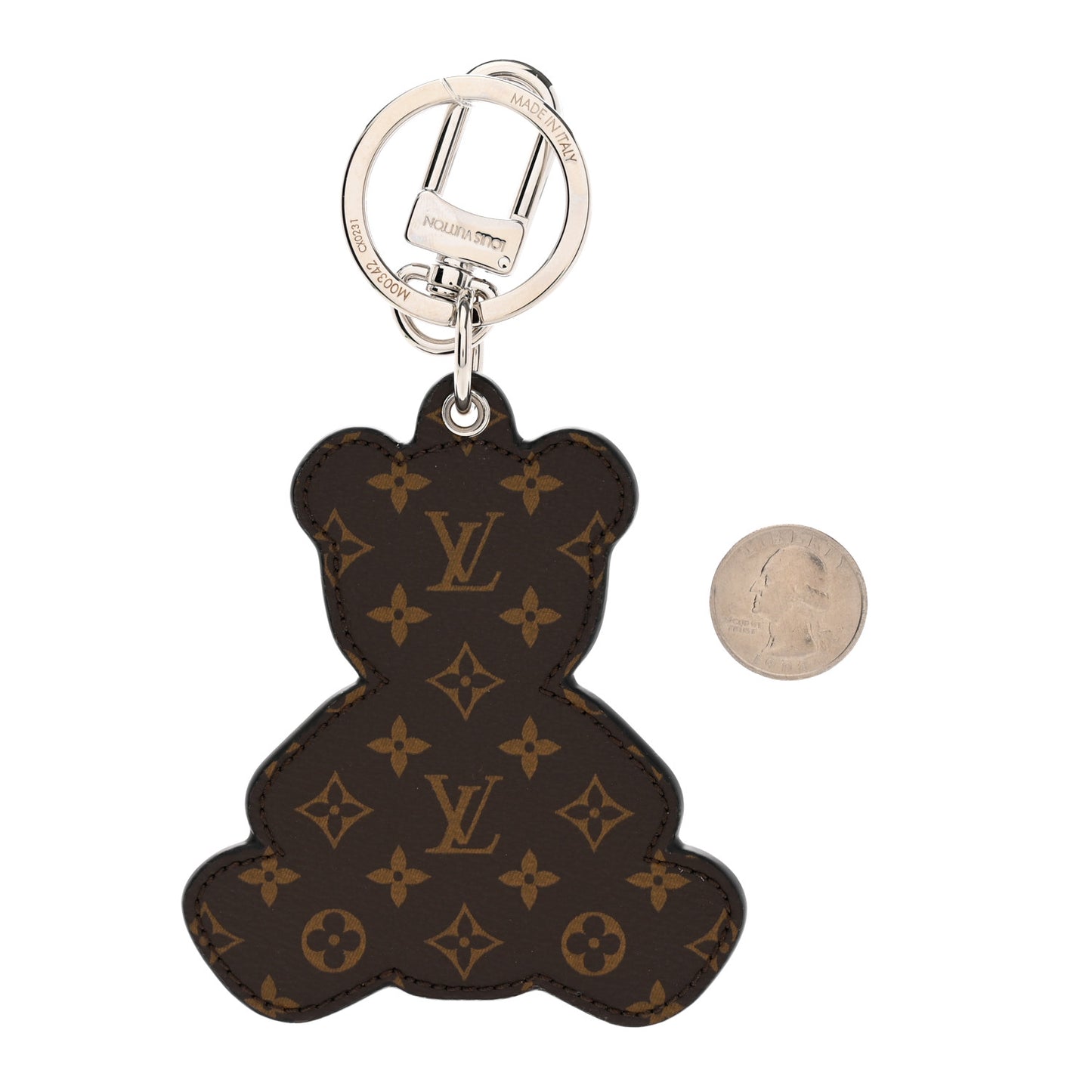 Monogram Teddy Bear Bag Charm Key Holder Brown