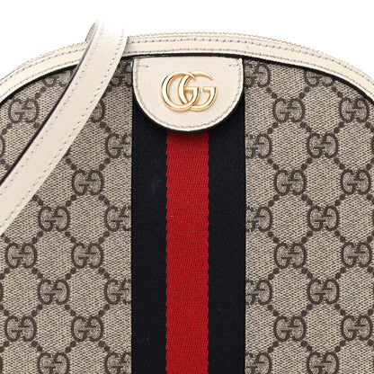 Gucci GG Supreme Monogram Textured Dollar Calfskin Web Small Ophidia Dome Shoulder Bag Beige Ebony Mystic White 8 of 13