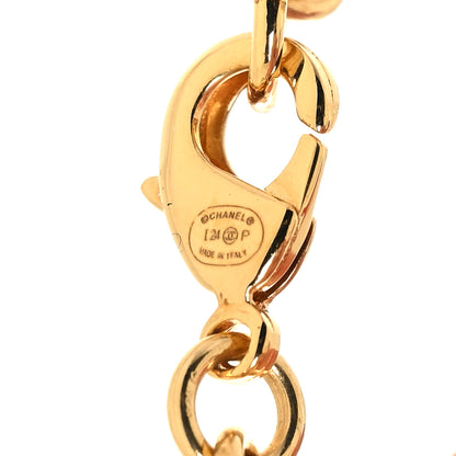 Chanel Metal Denim CC Heart Bracelet Gold Blue Pearly White 4 of 4