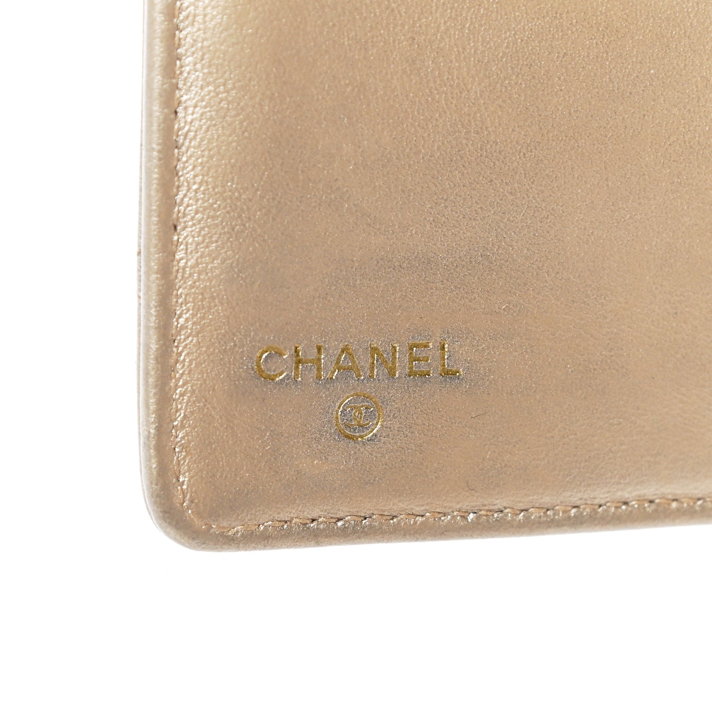 Metallic Lambskin Quilted Yen Wallet Gold