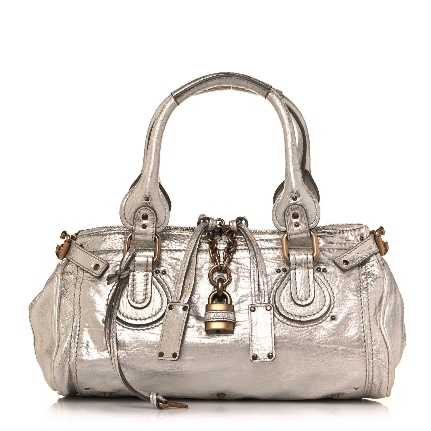 Chloe Metallic Calfskin Medium Paddington Satchel Silver 1 of 13