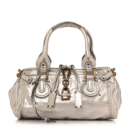 Chloe Metallic Calfskin Medium Paddington Satchel Silver 1 of 13