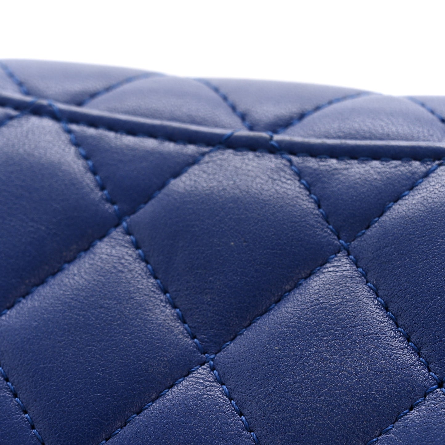 Lambskin Quilted Flap Card Holder Wallet Blue