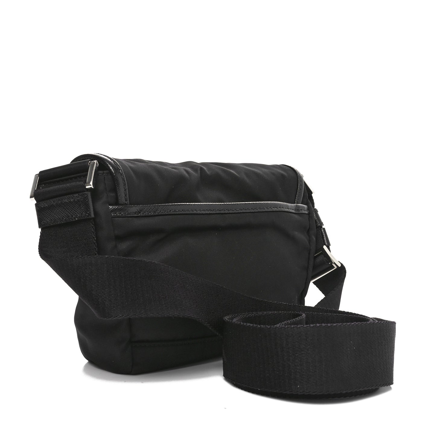 Re-Nylon Saffiano Triangle Shoulder Bag Black