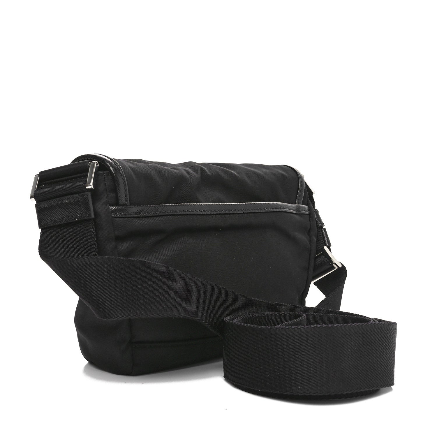 Prada Re-Nylon Saffiano Triangle Shoulder Bag Black 3 of 9