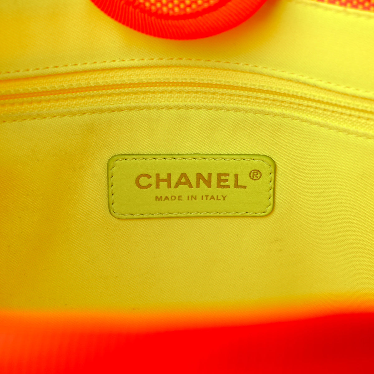 Mixed Fibers Calfskin Small Deauville Tote Orange Yellow