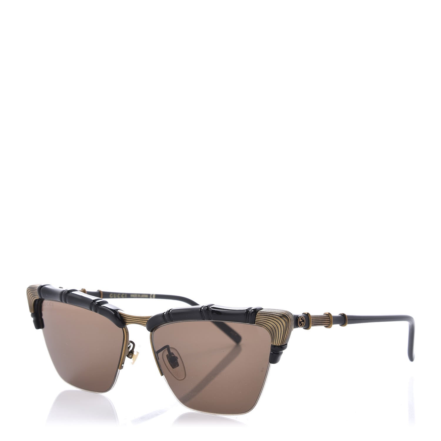 Gucci Acetate Metal Bamboo Sunglasses GG660S Black Brown 1 of 9